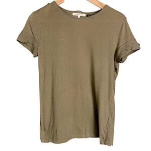 Helmut Lang Distressed Boat Neck Cotton & Cashmere T-Shirt - XS - $195 Retail